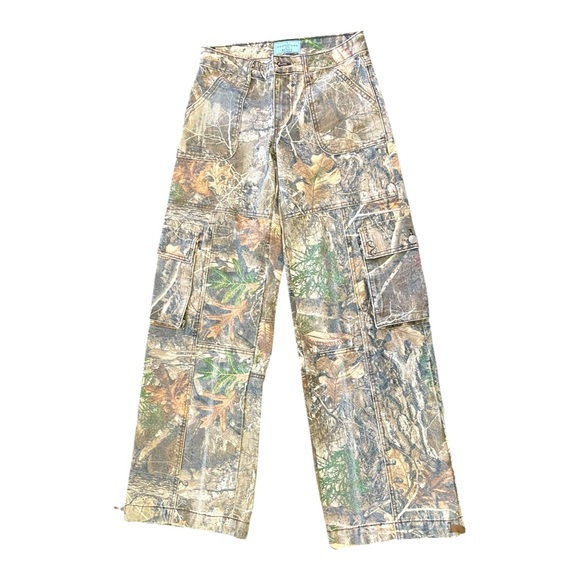 Revice Denim Baggy Wide Leg Realtree Camo Cargo Pants Women's Size